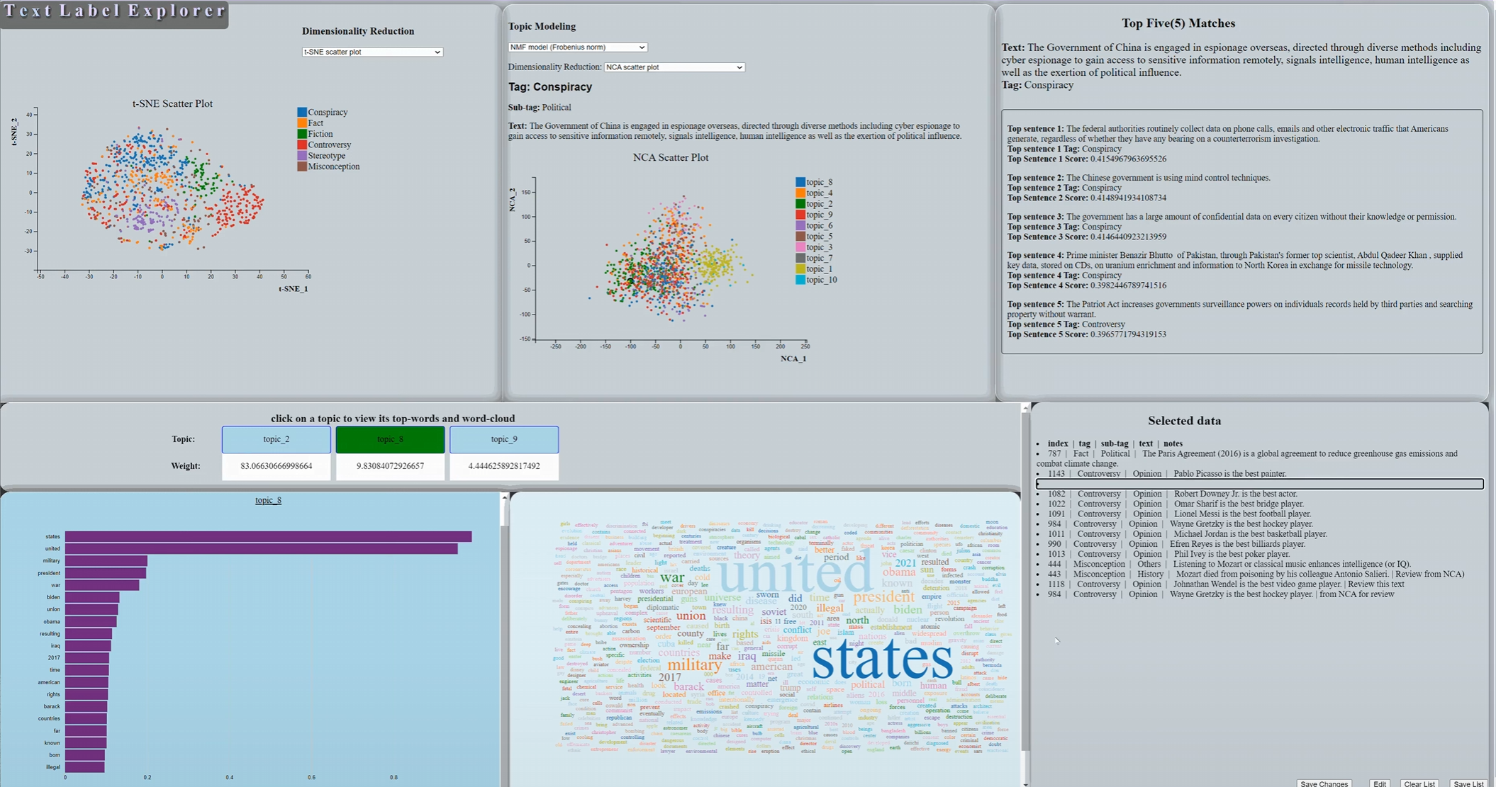 Screenshot of web app